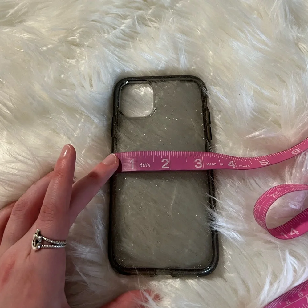 Iphone 11 pro lifeproof phone case sheer black with silver sparkles